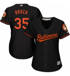 Womens Majestic Baltimore Orioles 35 Brad Brach Authentic Black Alternate Cool Base MLB Jersey 