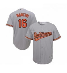 Youth Baltimore Orioles 16 Trey Mancini Replica Grey Road Cool Base Baseball Jersey 