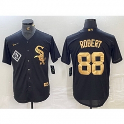 MLB White Sox 88 Luis Robert Black Gold Nike Cool Base Men Jersey