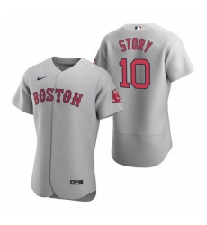 Men Boston Red Sox 10 Trevor Story Grey Flex Base Stitched Baseball jersey