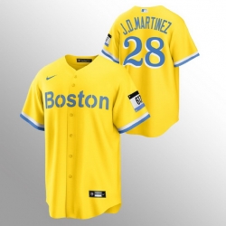 Men Boston Red Sox 28 J D  Martinez Men Nike 2021 City Connect Gold Fans Version MLB Jersey