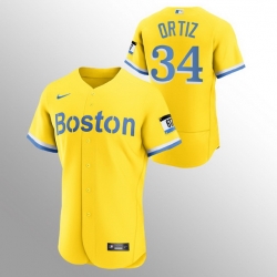 Men Boston Red Sox 34 David Ortiz Men Nike 2021 City Connect Gold Authentic MLB Jersey