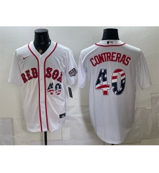 Men Boston Red Sox 40 Willson Contreras White 2026 USA 250 Fourth of July Home Stitched Baseball Jersey Men Boston Red Sox 40 Willson Contreras White 2026 USA 250 Fourth of July Home Stitched Baseball Jersey