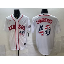 Men Boston Red Sox  40 Willson Contreras White 2026 USA 250 Fourth of July Home Stitched Baseball Jersey