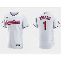 Men Cleveland Guardians 1 Amed Rosario White Flex Base Stitched Jersey