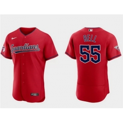 Men Cleveland Guardians 55 Josh Bell Red Flex Base Stitched Jersey