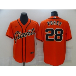 Men Giants 28 Buster Posey Orange 2020 Nike Cool Base Jersey