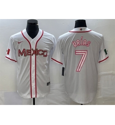 Men Mexico Baseball 7 Julio Ur EDas 2023 White World Baseball With Patch Classic Stitched Jersey 4