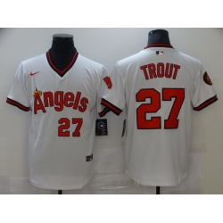 Men Nike Angels 27 Mike Trout White Nike Cool Base Jersey