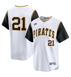 Men Pittsburgh Pirates 21 Roberto Clemente Nike White Throwback Cooperstown Limited Jersey