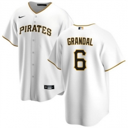 Men Pittsburgh Pirates 6 Yasmani Grandal White Cool Base Stitched Baseball Jersey