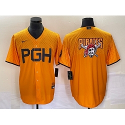 Men Pittsburgh Pirates Gold 2023 City Connect Team Big Logo Stitched Jersey