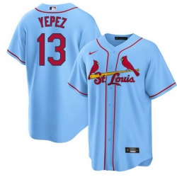 Men St  Louis Cardinals 13 Juan Yepez Blue Cool Base Stitched Jersey