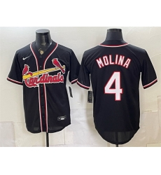 Men St  Louis Cardinals  4 Yadier Molina 2026 Fashion Replica Black Out Stitched Baseball Jersey
