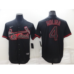 Men St  Louis Cardinals 4 Yadier Molina Black Shadow Cool Base Stitched Jerse