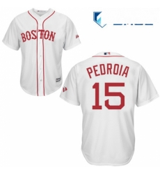 Mens Majestic Boston Red Sox 15 Dustin Pedroia Replica White New Alternate Home Cool Base MLB Jersey