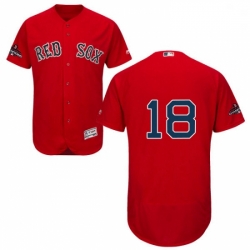 Mens Majestic Boston Red Sox 18 Mitch Moreland Red Alternate Flex Base Authentic Collection 2018 World Series Jersey