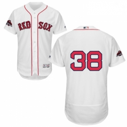 Mens Majestic Boston Red Sox 38 Rusney Castillo White Home Flex Base Authentic Collection 2018 World Series Jersey