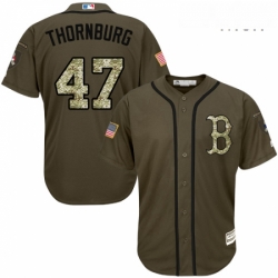 Mens Majestic Boston Red Sox 47 Tyler Thornburg Authentic Green Salute to Service MLB Jersey