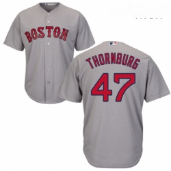 Mens Majestic Boston Red Sox 47 Tyler Thornburg Replica Grey Road Cool Base MLB Jersey