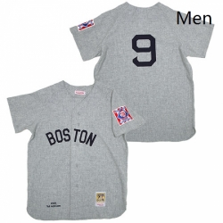 Mens Mitchell and Ness 1939 Boston Red Sox 9 Ted Williams Replica Grey Throwback MLB Jersey