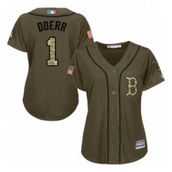 Womens Majestic Boston Red Sox 1 Bobby Doerr Authentic Green Salute to Service MLB Jersey