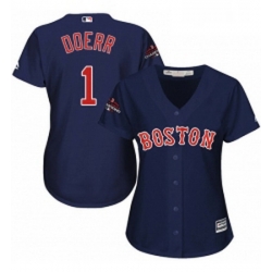 Womens Majestic Boston Red Sox 1 Bobby Doerr Authentic Navy Blue Alternate Road 2018 World Series Champions MLB Jersey