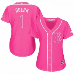 Womens Majestic Boston Red Sox 1 Bobby Doerr Authentic Pink Fashion MLB Jersey