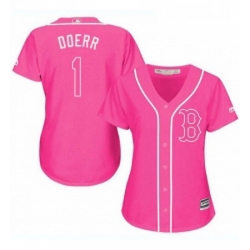 Womens Majestic Boston Red Sox 1 Bobby Doerr Replica Pink Fashion MLB Jersey