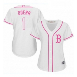 Womens Majestic Boston Red Sox 1 Bobby Doerr Replica White Fashion MLB Jersey