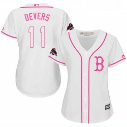 Womens Majestic Boston Red Sox 11 Rafael Devers Authentic White Fashion 2018 World Series Champions MLB Jersey 