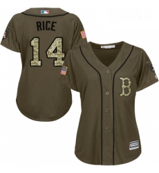 Womens Majestic Boston Red Sox 14 Jim Rice Replica Green Salute to Service MLB Jersey