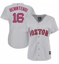 Womens Majestic Boston Red Sox 16 Andrew Benintendi Authentic Grey Road MLB Jersey