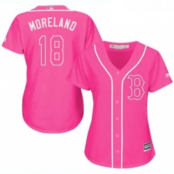 Womens Majestic Boston Red Sox 18 Mitch Moreland Replica Pink Fashion MLB Jersey