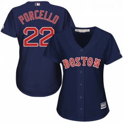 Womens Majestic Boston Red Sox 22 Rick Porcello Replica Navy Blue Alternate Road MLB Jersey