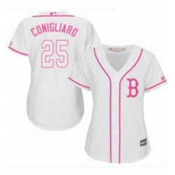 Womens Majestic Boston Red Sox 25 Tony Conigliaro Authentic White Fashion MLB Jersey 