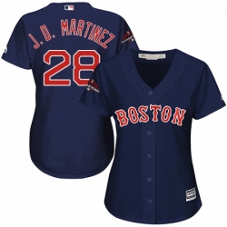 Womens Majestic Boston Red Sox 28 J D Martinez Authentic Navy Blue Alternate Road 2018 World Series Champions MLB Jerse