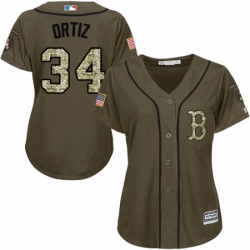 Womens Majestic Boston Red Sox 34 David Ortiz Authentic Green Salute to Service MLB Jersey