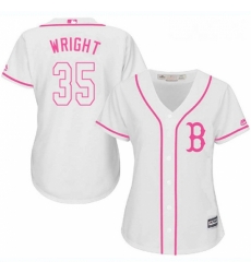 Womens Majestic Boston Red Sox 35 Steven Wright Replica White Fashion MLB Jersey