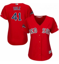 Womens Majestic Boston Red Sox 41 Chris Sale Authentic Red Alternate Home 2018 World Series Champions MLB Jersey