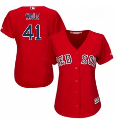 Womens Majestic Boston Red Sox 41 Chris Sale Replica Red Alternate Home MLB Jersey