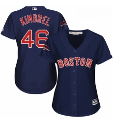 Womens Majestic Boston Red Sox 46 Craig Kimbrel Authentic Navy Blue Alternate Road 2018 World Series Champions MLB Jersey