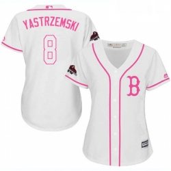 Womens Majestic Boston Red Sox 8 Carl Yastrzemski Authentic White Fashion 2018 World Series Champions MLB Jersey