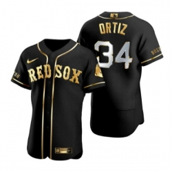 Youth Boston Red Sox 34 David Ortiz Black Gold Flex Base Stitched Baseball Jersey