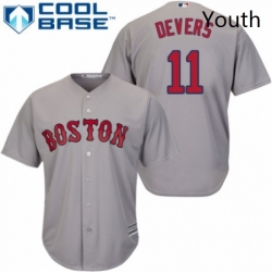 Youth Majestic Boston Red Sox 11 Rafael Devers Replica Grey Road Cool Base MLB Jersey 