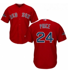 Youth Majestic Boston Red Sox 24 David Price Authentic Red Alternate Home Cool Base 2018 World Series Champions MLB Jersey