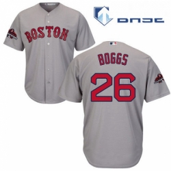 Youth Majestic Boston Red Sox 26 Wade Boggs Authentic Grey Road Cool Base 2018 World Series Champions MLB Jersey