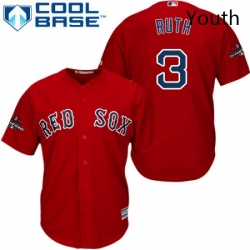 Youth Majestic Boston Red Sox 3 Babe Ruth Authentic Red Alternate Home Cool Base 2018 World Series Champions MLB Jersey