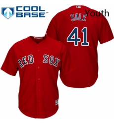 Youth Majestic Boston Red Sox 41 Chris Sale Replica Red Alternate Home Cool Base MLB Jersey