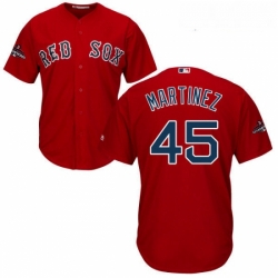 Youth Majestic Boston Red Sox 45 Pedro Martinez Authentic Red Alternate Home Cool Base 2018 World Series Champions MLB Jersey